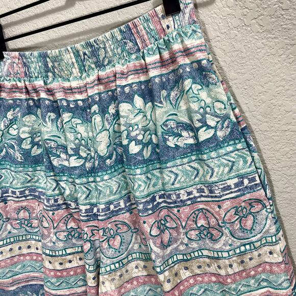 Vintage 90s Floral Stripe High-Rise Casual Boho Mom Shorts - Small - Picture 6 of 9